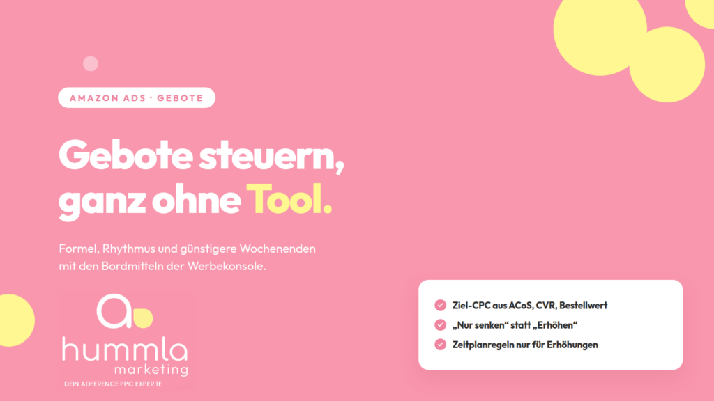 Gebote bei Amazon Ads ohne Bidding Tool steuern